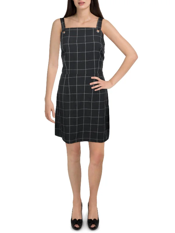 Online Only chic wrap dressJuniors Womens Window Pane Short Mini Dress