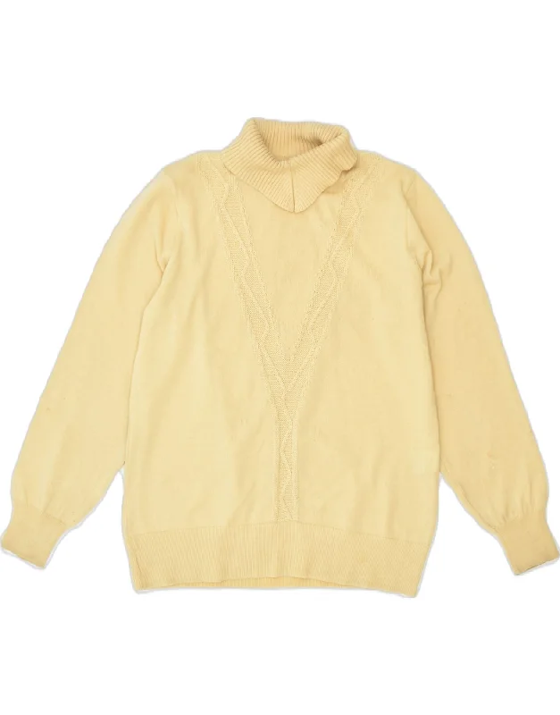 Special Discount fleece hoodieVINTAGE Womens Roll Neck Jumper Sweater UK 12 Medium Yellow Wool Classic
