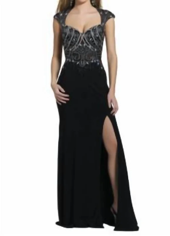 One-DAY Sale minimalistic dressBeaded Evening Gown In Black