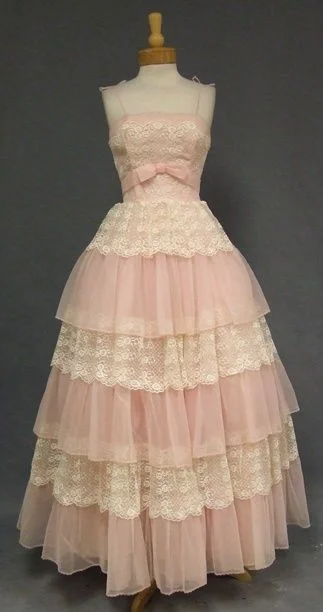 Daily Deals flowy maxi dressRetro Style A-line Pink Tiered Prom Dress 18th Birthday Party Dress Y2922