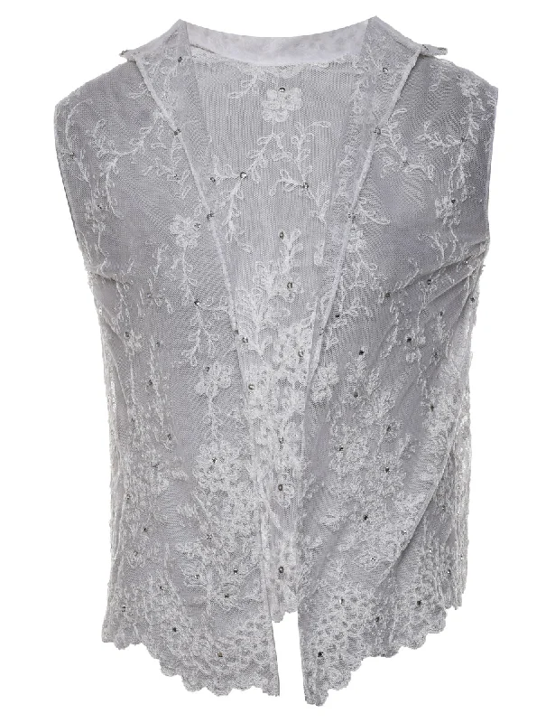 Don’t Miss Out stylish blazer coatClassic Off-White Lace Embellished Waistcoat - S