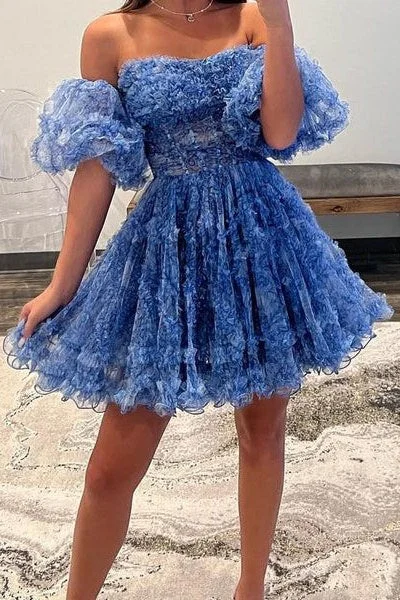 Extra Savings flowy maxi dressA Line Off the Shoulder Printed Above Knee with Ruffled Beautiful Homecoming Dresses Extra Savings flowy maxi dressA Line Off the Shoulder Printed Above Knee with Ruffled Beautiful Homecoming Dresses