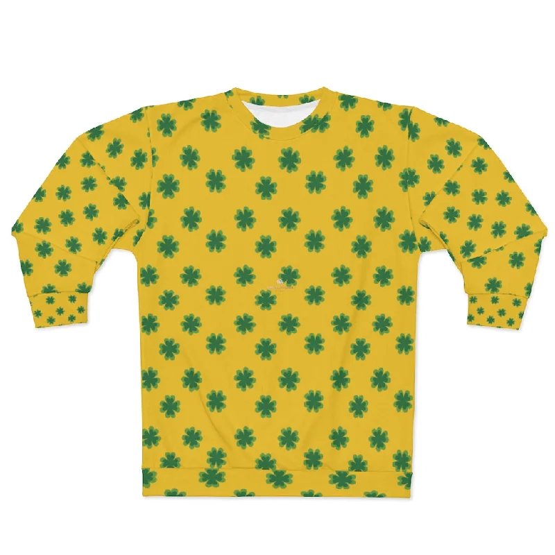 Bargain Blast modern sports hoodieYellow St. Patty's Day Sweatshirt, Yellow St. Patrick's Day Green Clover Print Unisex Couple's Designer Sweatshirt- Made in USA Bargain Blast modern sports hoodieYellow St. Patty's Day Sweatshirt, Yellow St. Patrick's Day Green Clover Print Unisex Couple's Designer Sweatshirt- Made in USA