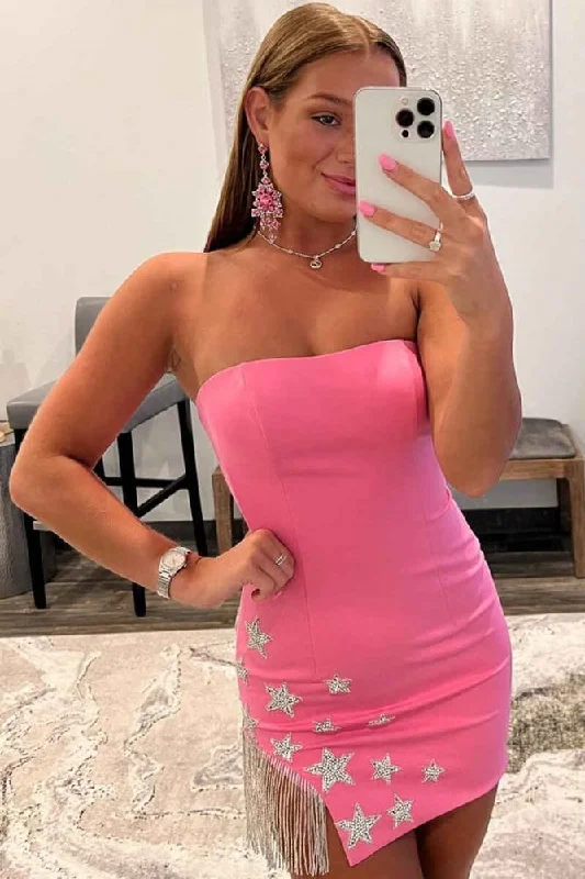 Price Reduction casual shift dressPink Strapless A-line Sheath Tulle Homecoming Dress Price Reduction casual shift dressPink Strapless A-line Sheath Tulle Homecoming Dress