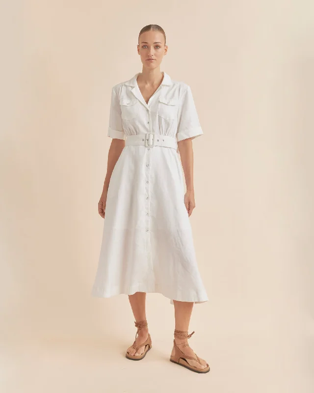 Limited Quantity Cadence Linen Dress - White