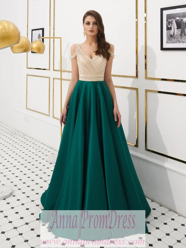 Unbeatable Prices Sparkly Prom Dresses Aline Beading V-neck Open Back Satin Dark Green Prom Dress JKL1606 Unbeatable Prices Sparkly Prom Dresses Aline Beading V-neck Open Back Satin Dark Green Prom Dress JKL1606