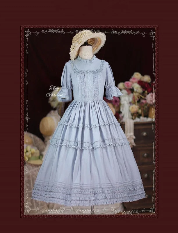 Early Access casual midi dressTiny Garden~Vintage Ball~French Elegance Pin Tucks Lolita OP Dress