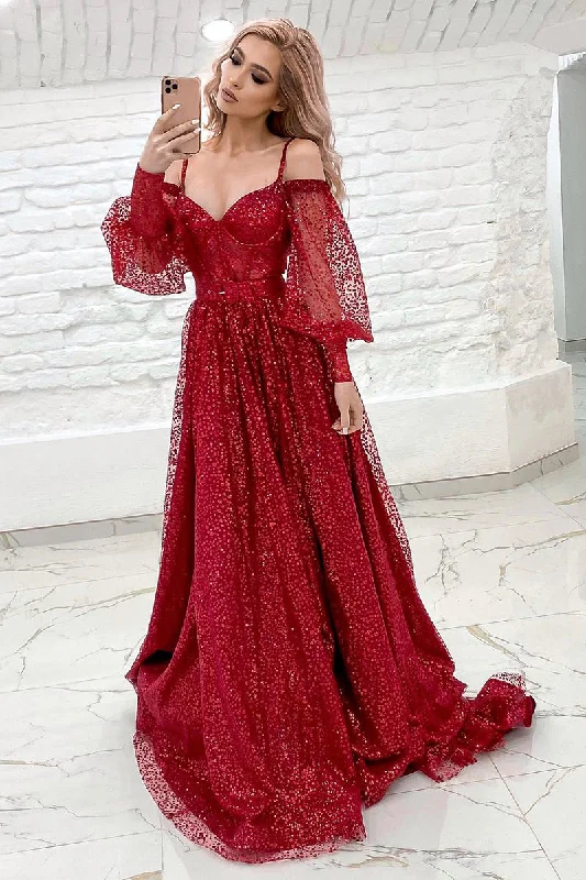 Discount Extravaganza fitted bodycon dressSpaghetti Straps Long Sleeves Sparkly Prom Dress QP0856 Discount Extravaganza fitted bodycon dressSpaghetti Straps Long Sleeves Sparkly Prom Dress QP0856