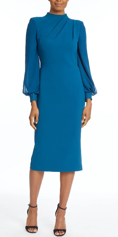 Don't Miss bohemian dressPleated Neck Cocktail Dress In Teal