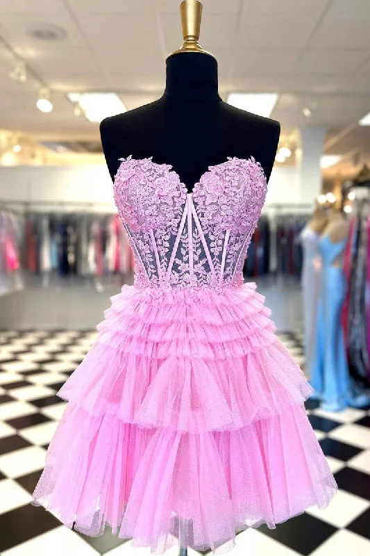 Deal Mania minimalistic dressA Line Sweetheart Lace Appliques Cute Homecoming Dress Short Graduation Dress QH2452 Deal Mania minimalistic dressA Line Sweetheart Lace Appliques Cute Homecoming Dress Short Graduation Dress QH2452