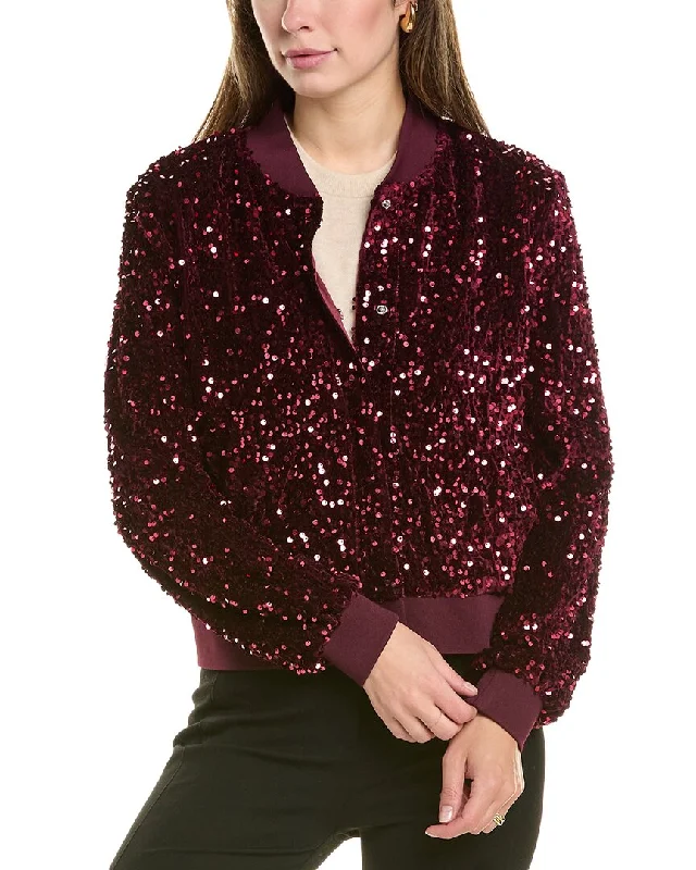 Super Sale street style coatNanette Nanette Lepore Velvet Sequin Bomber Jacket