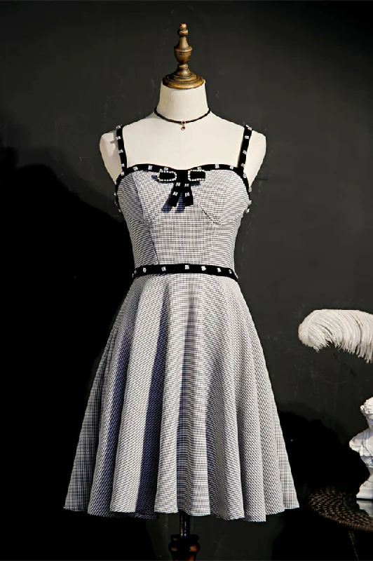 Early Access structured dressGrey Beaded Straps Homecoming Dress with Bow