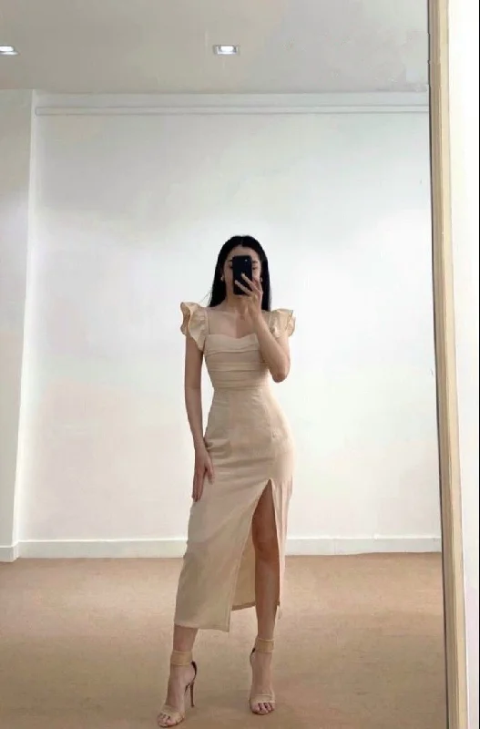Sale Event ashionable dressCharming Champagne Prom Dress with Split Y2879