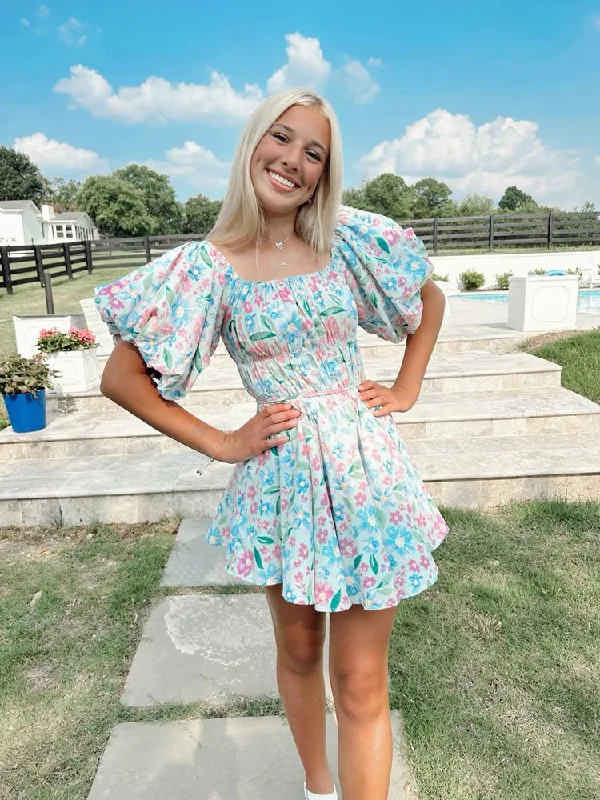 Special Price casual evening dressPuff Sleeve Floral Dress,Chic Floral Homecoming Dress Y2753 Special Price casual evening dressPuff Sleeve Floral Dress,Chic Floral Homecoming Dress Y2753