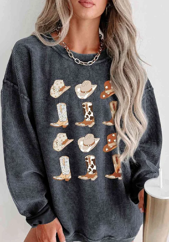 Online Only stylish coatCowboy Hats & Boots Graphic Sweatshirt