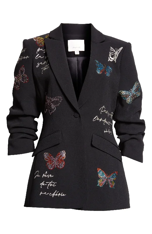 Daily Deals warm jacketCinq a Sept Women's Butterfly Loveletter Scrunched Blazer, Black Daily Deals warm jacketCinq a Sept Women's Butterfly Loveletter Scrunched Blazer, Black