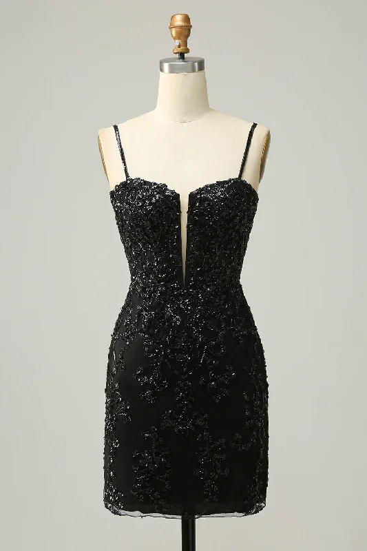 Fantastic Deals sophisticated dressSequins Spaghetti Straps Black Short Homecoming Dress Y3072 Fantastic Deals sophisticated dressSequins Spaghetti Straps Black Short Homecoming Dress Y3072