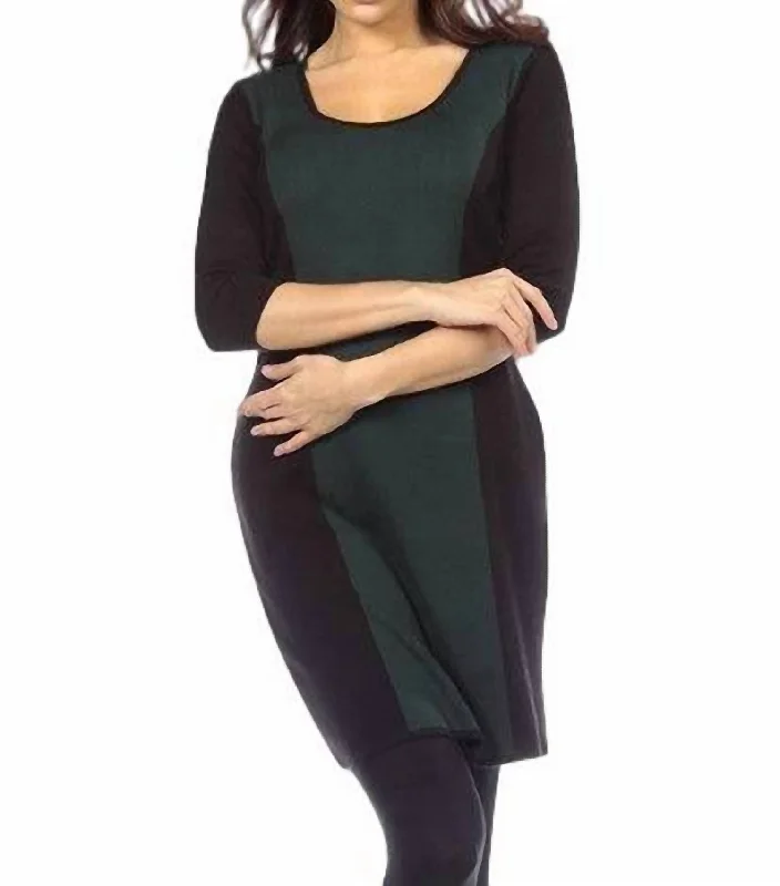 Must-Have Deals layered dressColor Block Body-Con Sweater Dress In Hunter
