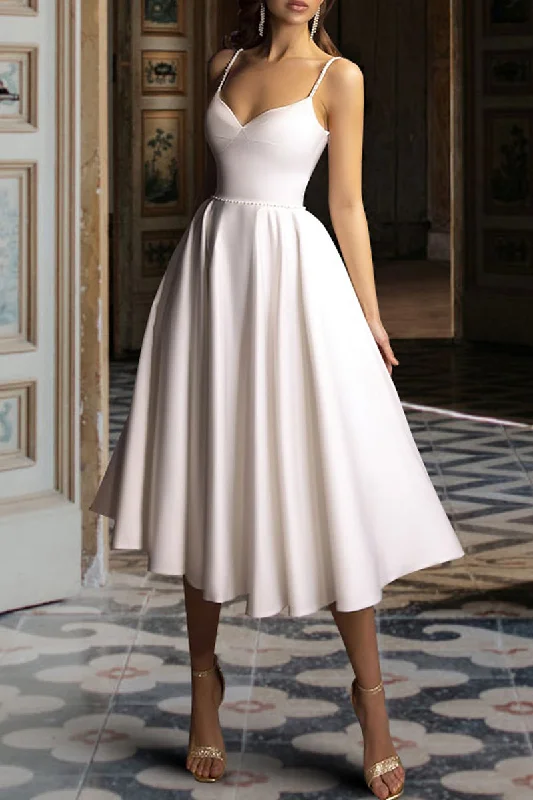 Massive Deals tiered dressBridal Shower Litter Wedding Dress Vintage Tea Length Summer Bridal Gown QW2385