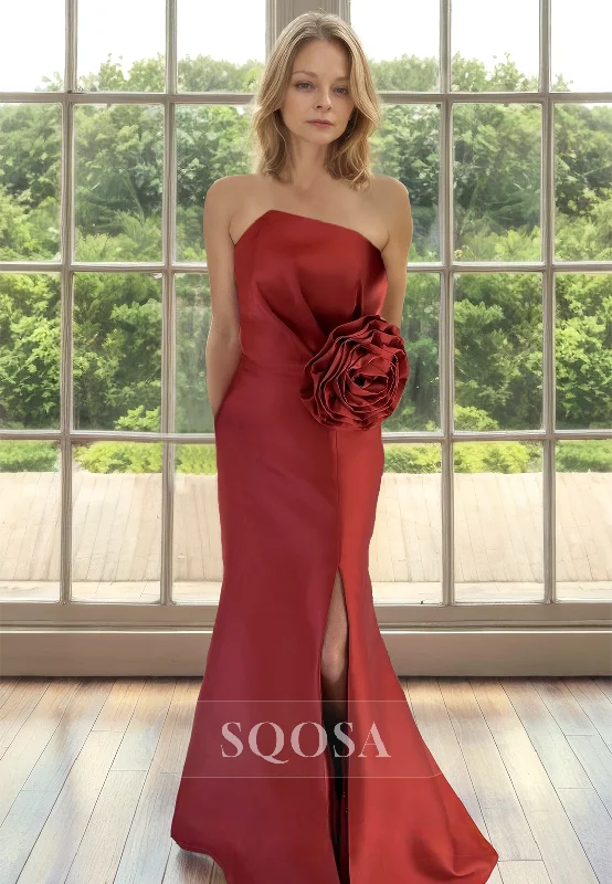 Special Promotion flowy evening dressOff-Shoulder Sleeveless Mermaid Mother of the Bride Dress Asymmetrical-Neck Pleated Cocktail Gowns