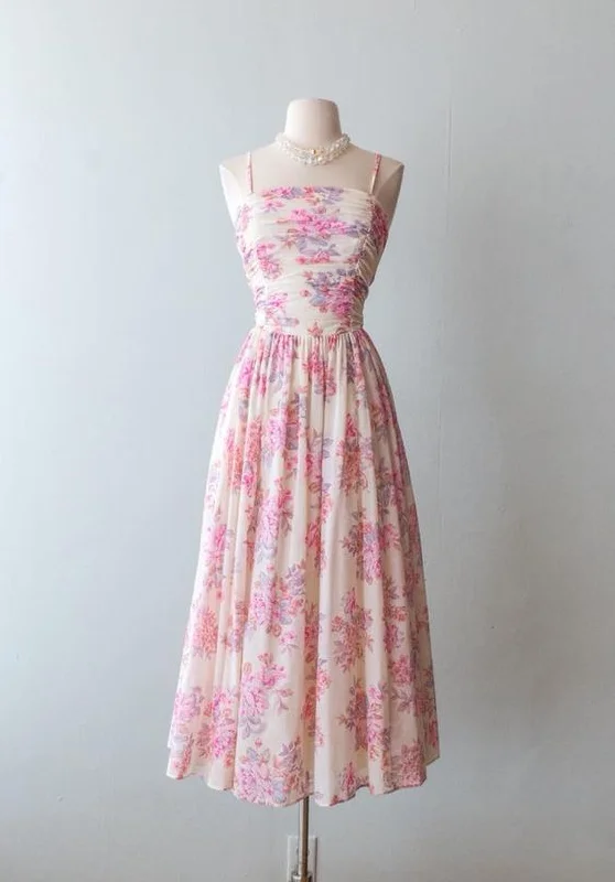 Can't Miss cocktail party dressVintage A-line Floral Summer Dress,Short Prom Dress Y2924
