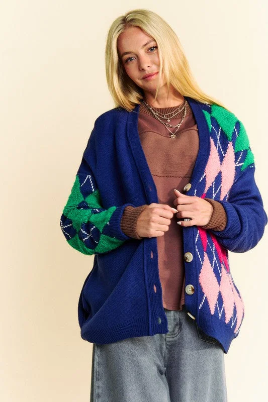 Bonus Savings breathable gym hoodieDavi & Dani Argyle V-Neck Dropped Shoulder Cardigan Bonus Savings breathable gym hoodieDavi & Dani Argyle V-Neck Dropped Shoulder Cardigan