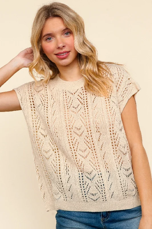 Overstock windbreaker jacketPLUS OATMEAL DOLMAN SHORT SLEEVE CROCHET SWEATER KNIT