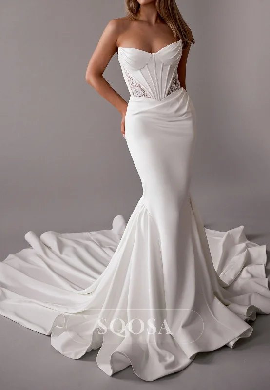 Bargain Prices classic fit-and-flare dressSweetheart Sleeveless Off-Shoulder Pleated Cutout Satin Mermaid Wedding Dress with Train Bargain Prices classic fit-and-flare dressSweetheart Sleeveless Off-Shoulder Pleated Cutout Satin Mermaid Wedding Dress with Train