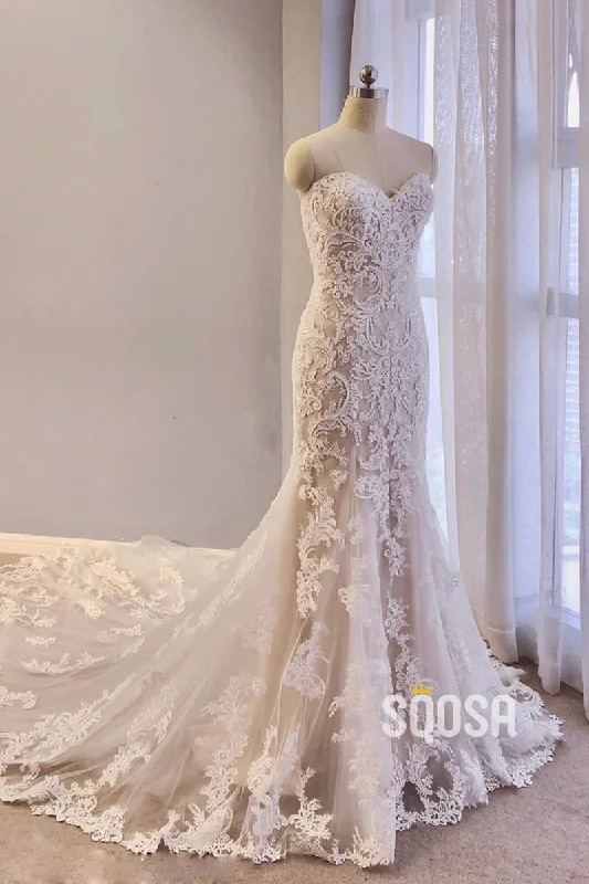 Fantastic Offers t-shirt dressMermaid/Trumpet Wedding Dress Sweetheart Lace Appliques Wedding Gown QW2450