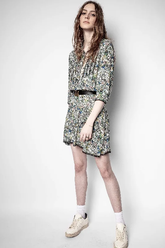 Closeout Sale draped dressRaspail Crinkle Flower Dress
