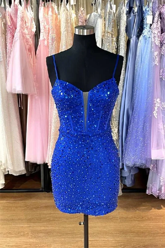 Inventory Reduction off-shoulder dressSweetheart Spaghetti Straps Sequin Bodycon Homecoming Dress
