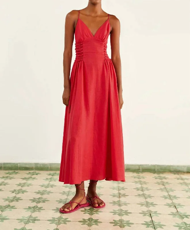 Buy Now casual evening dressSleveless Midi Dress In Red