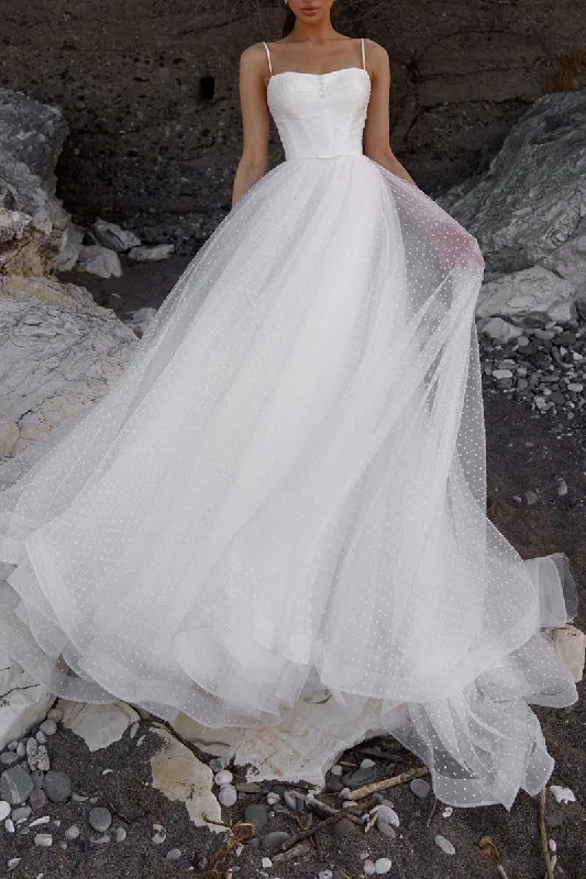Sneak Peek Sale shift dressA Line Spaghetti Straps Hall Casual Wedding Dress White Simple Bridal Gowns QW2659