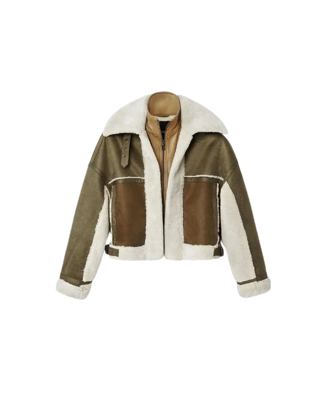 Bonus Savings minimalist jacketDesigual Women's Green Faux Leather Biker Jacket with Sheepskin Lining Bonus Savings minimalist jacketDesigual Women's Green Faux Leather Biker Jacket with Sheepskin Lining