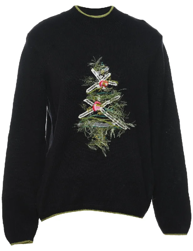 Referral Discount oversized puffer coatChristmas Tree Print Jumper - M