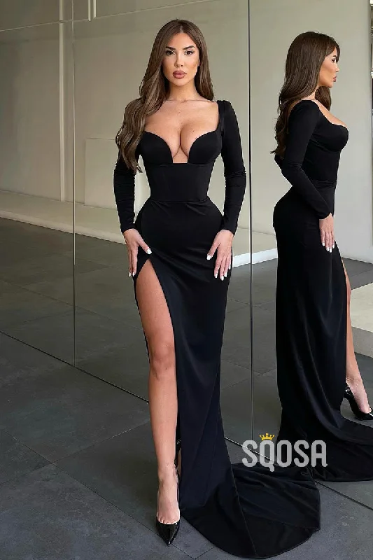 Price Blitz elegant evening dressSexy V-Neck Side Slit Long Sleeves Formal Evening Gowns QP1026 Price Blitz elegant evening dressSexy V-Neck Side Slit Long Sleeves Formal Evening Gowns QP1026