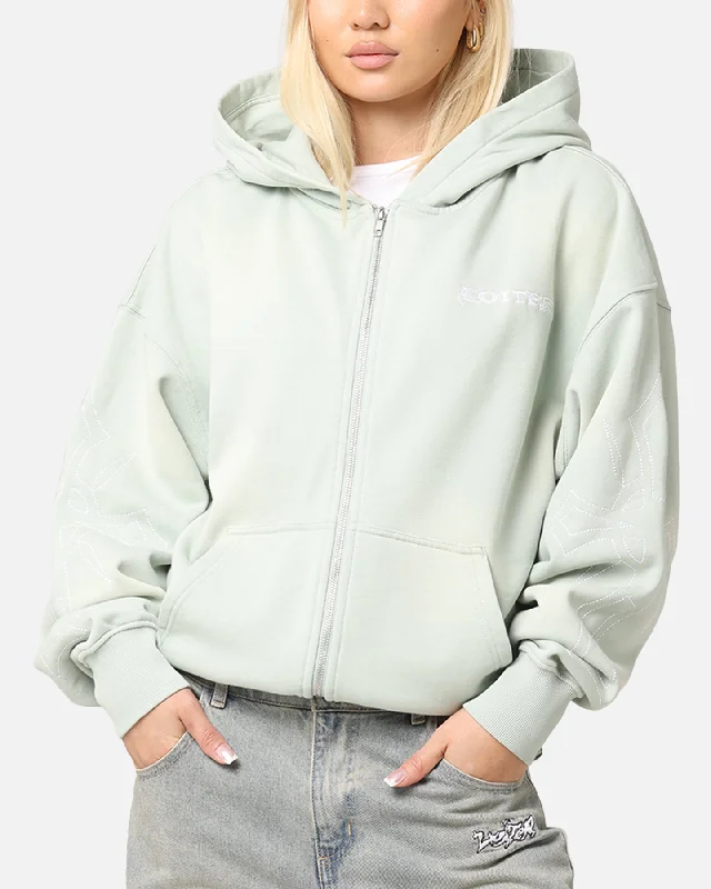 Unmissable Offer fashionable hoodieLoiter Atmosphere Full Zip Hoodie Washed Green