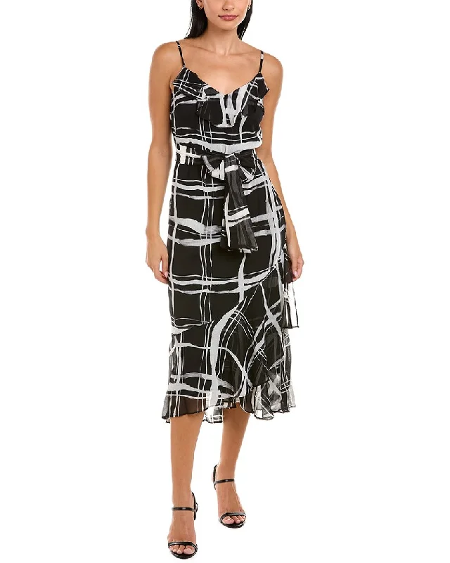 Huge Discounts wool dressKARL LAGERFELD Crinkle Chiffon Ruffle Maxi Dress