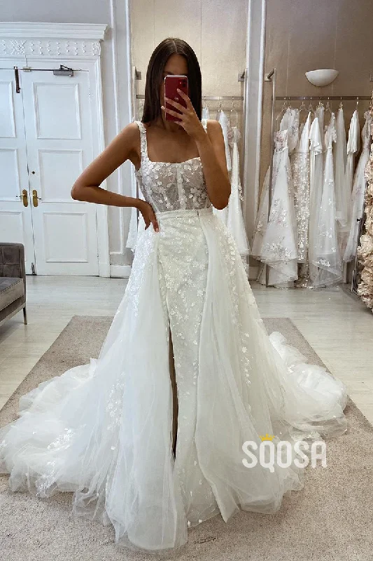 Epic Deals comfy dressBateau Spaghetti Straps Detachable Train Lace Applique With Side Slit Wedding Dress QW8102 Epic Deals comfy dressBateau Spaghetti Straps Detachable Train Lace Applique With Side Slit Wedding Dress QW8102