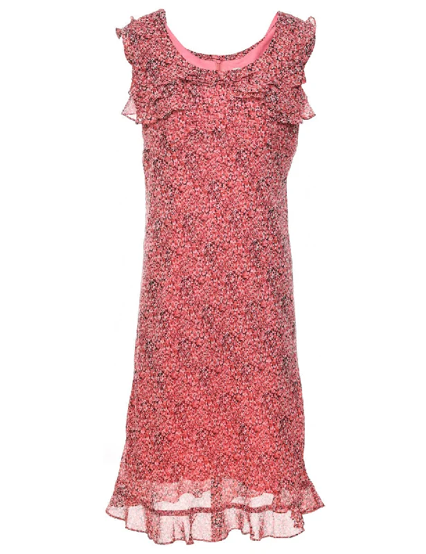 Deal Alert sporty outerwearPink Ditzy Floral Print Y2K Dress - M