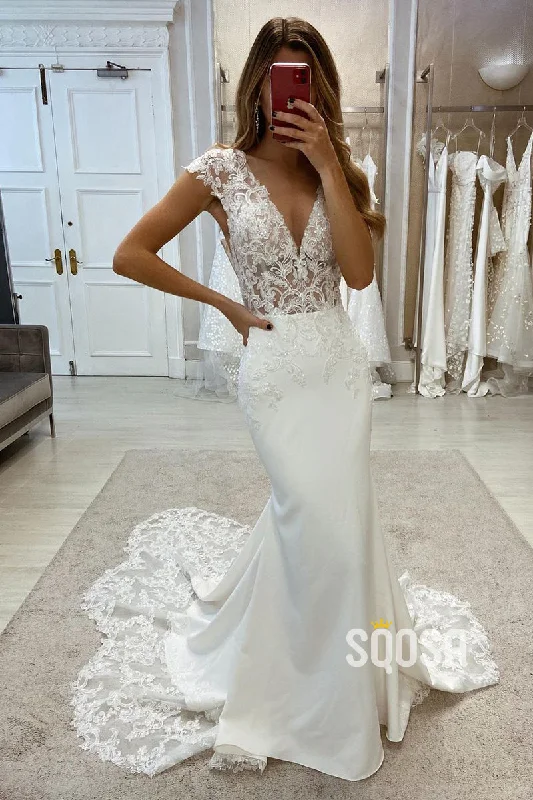 Reduced Prices elegant shift dressTrumpet V-Neck Sleeveless Empire Lace Applique With Train Boho Wedding Dress QW8115 Reduced Prices elegant shift dressTrumpet V-Neck Sleeveless Empire Lace Applique With Train Boho Wedding Dress QW8115