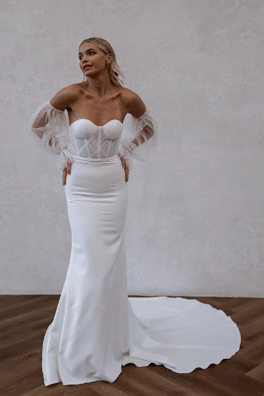 Epic Deals form-fitting dressSweetheart Long Sleeves Mermaid Boho Wedding Dress with Court Train QW0886