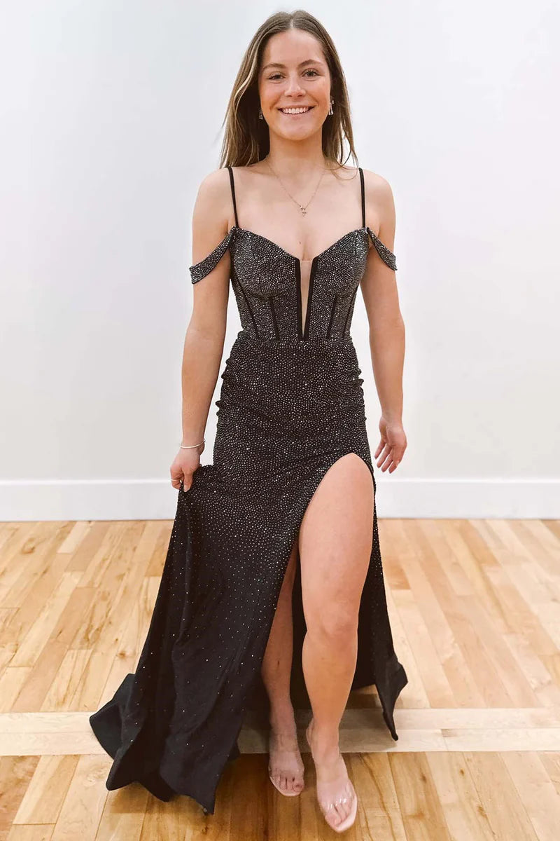 Big Savings playful dressGlitter Trumpet Off-Shoulder V-Neck With Side Slit Beaded Prom Dress Big Savings playful dressGlitter Trumpet Off-Shoulder V-Neck With Side Slit Beaded Prom Dress