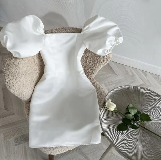 Exclusive Preview party-ready dressVintage White Square Neckline Homecoming Dress,Birthday Outfit Dress  Y4058