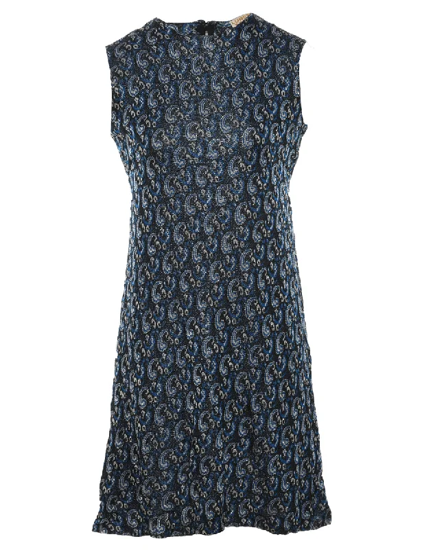Instant Discount classic zip-up coat1960s Lurex Paisley Print Dress - S
