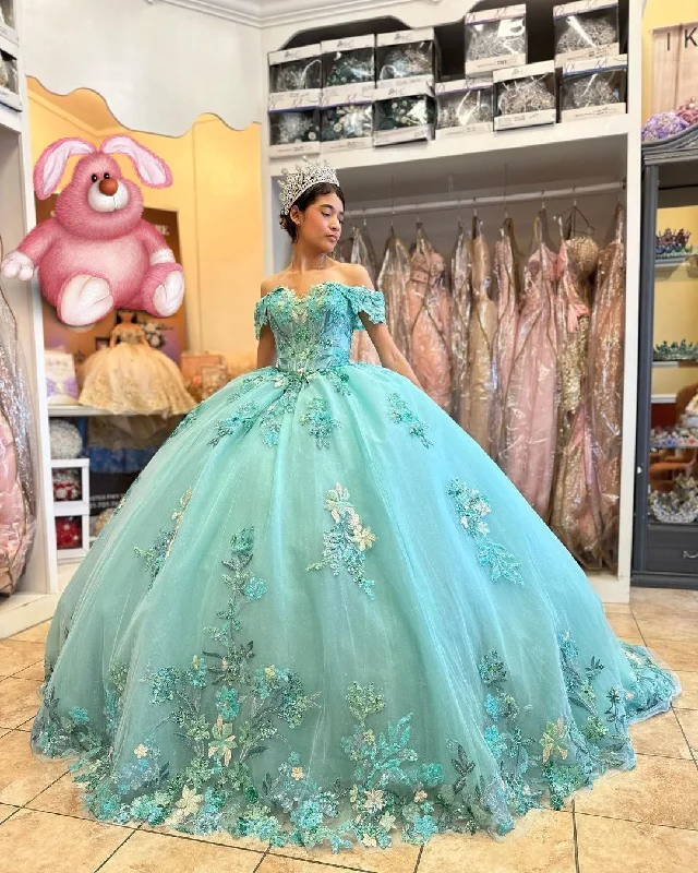 Price Buster off-the-shoulder dressPuffy Quinceanera Dresses Ball Gown Off The Shoulder Appliques Flowers Mexican Sweet 16 Dresses Y2634