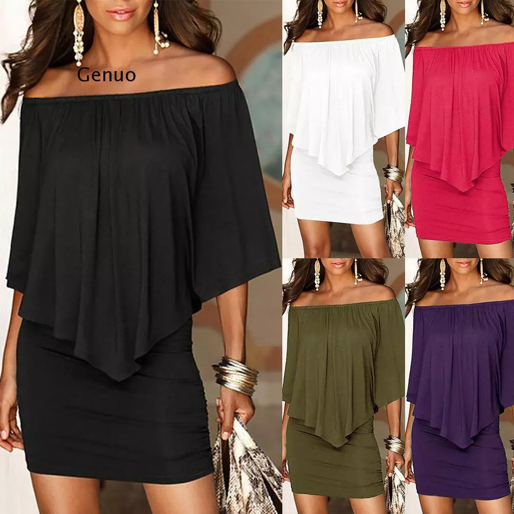 Price Rollback insulated trench coatNew Design Women's Sexy Dress Off Shoulder Summer Female Dresses Party Beach Casual Sundress Multi-Color Optional