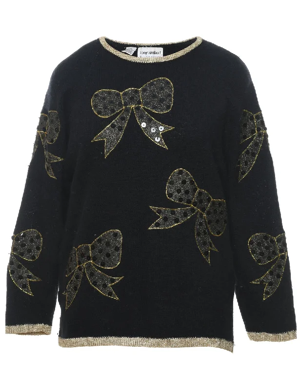 Bargain Bin sleek jacketBlack Christmas Jumper - S