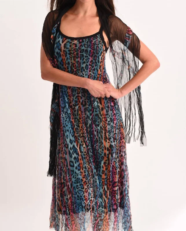 Discount Extravaganza chic slip dressVibrant Leopard Maxi Dress In Black
