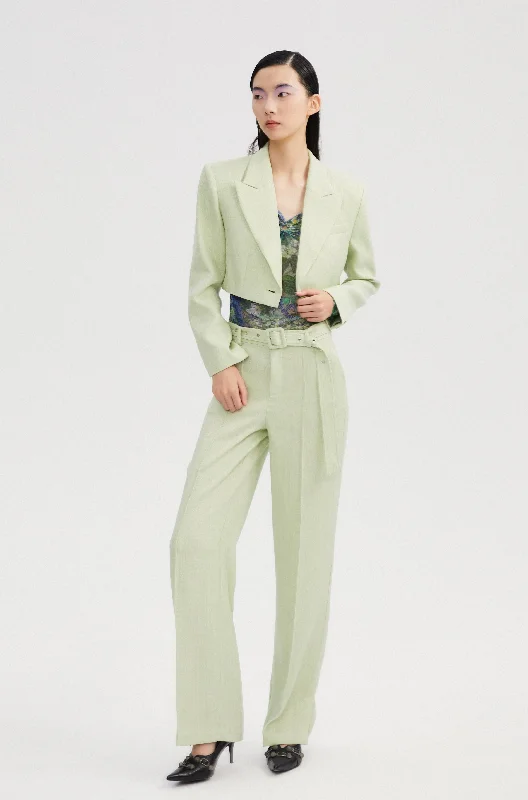 Take Advantage trendy puffer coatSEJIE | Indigo Horizon Cropped Lace Blazer